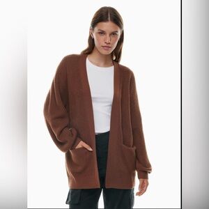 Aritzia‎ Wilfred Free Unwind Merino Wool XS Brown Open Front Oversized Sweater